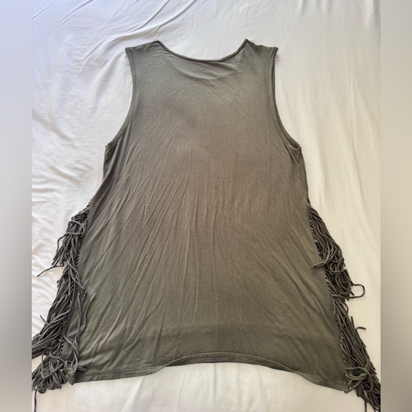American Eagle Outfitters Olive Fringe Tank Top - Picture 2 of 4